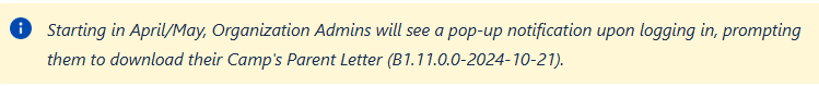 Notification for Organization Admins in April/May
